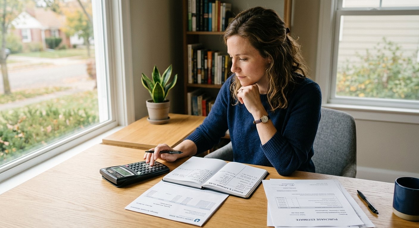 Person comparing borrowing costs and savings before making a major purchase