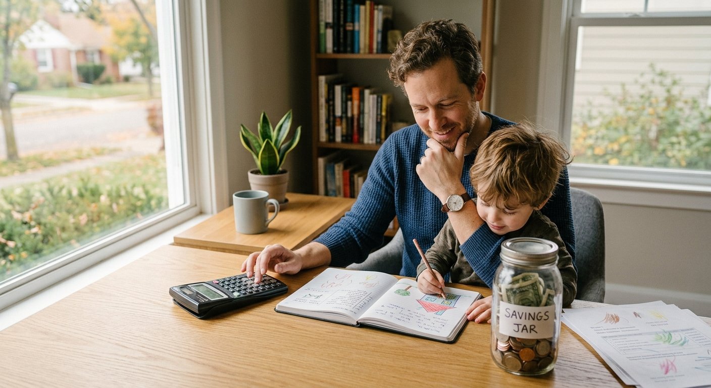 Person planning how to save $3,000 in six months using a budget and savings tracker
